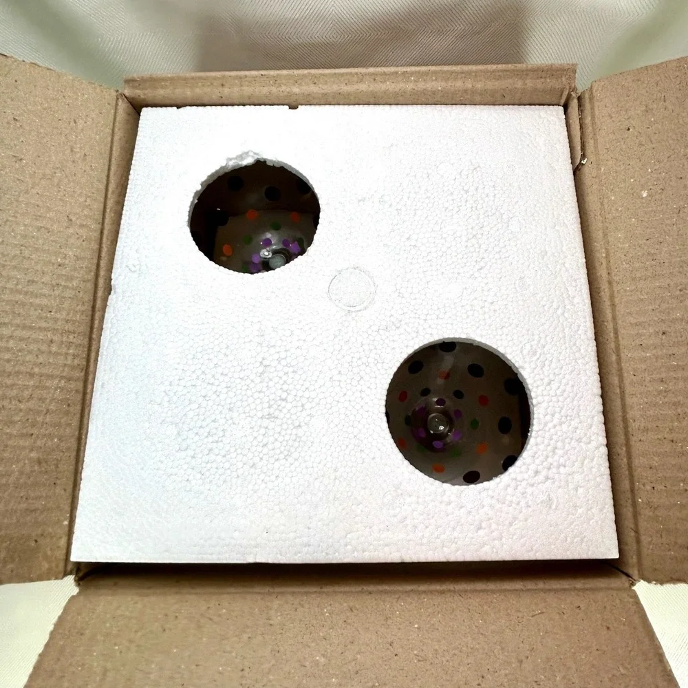 Retired Pampered Chef Set Of  4 Multicolored Polka Dot Martini Glasses #2838 MIB